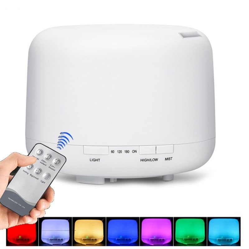 Color Changing Essential Oil Aromatherapy Diffuser with Remote | 500ml Ultrasonic 5-in-1 Device