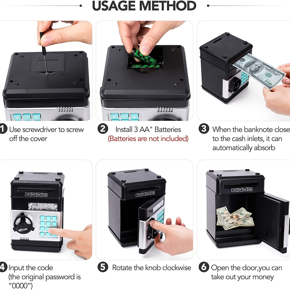 ATM Deposit Box for Kids – Coin Bank with Password & Automatic Money Slot
