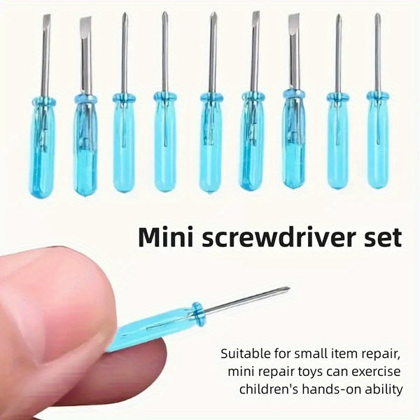 10pcs Blue Mini Screwdriver Set, Toy 2mm Cross Word Repair Tool, Small Repair Tool, Crystal Handle Screwdriver Tool, Halloween, Christmas, Thanksgiving Gift