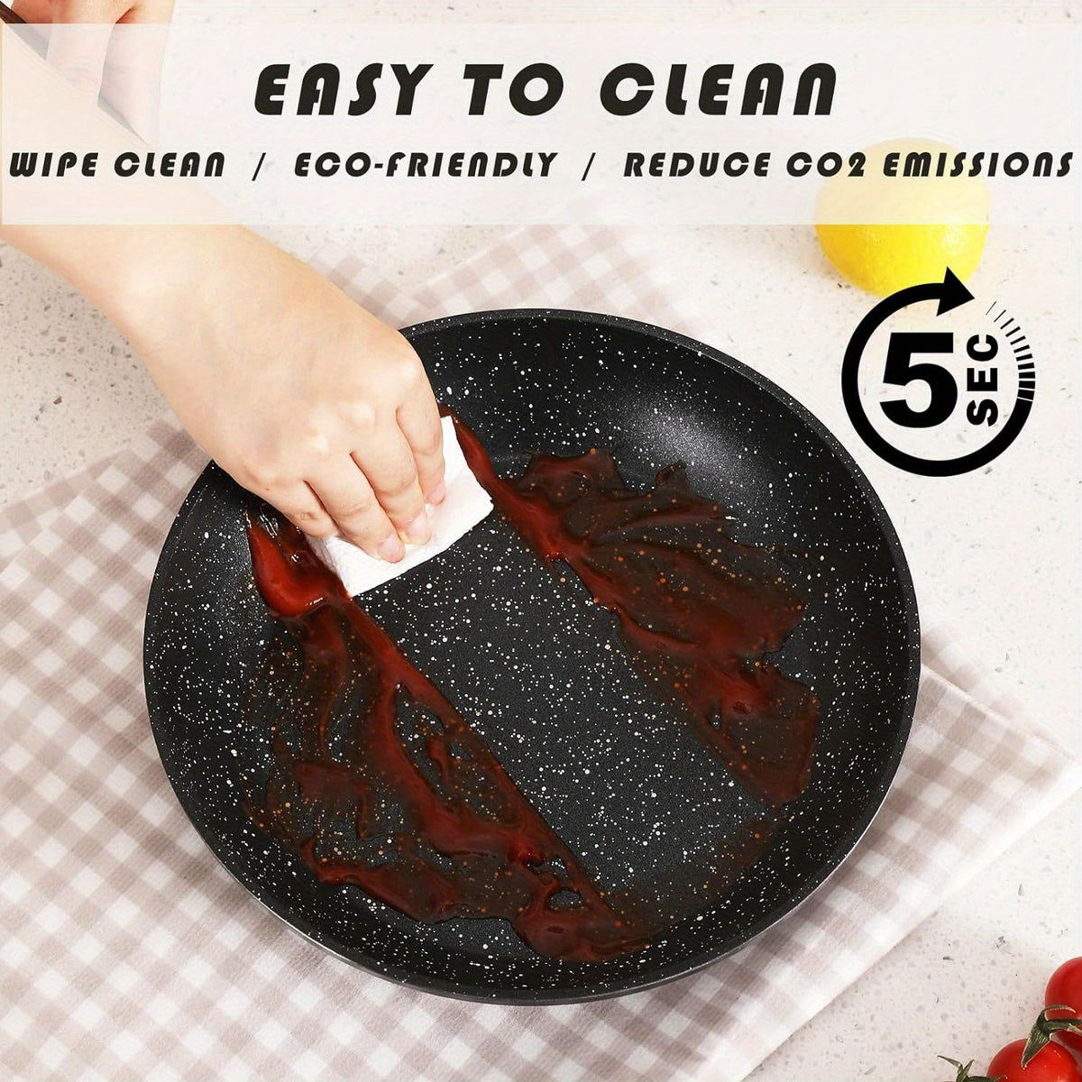 Ceramic Non-Stick Pots and Pans Set | Black Wheat Straw Design