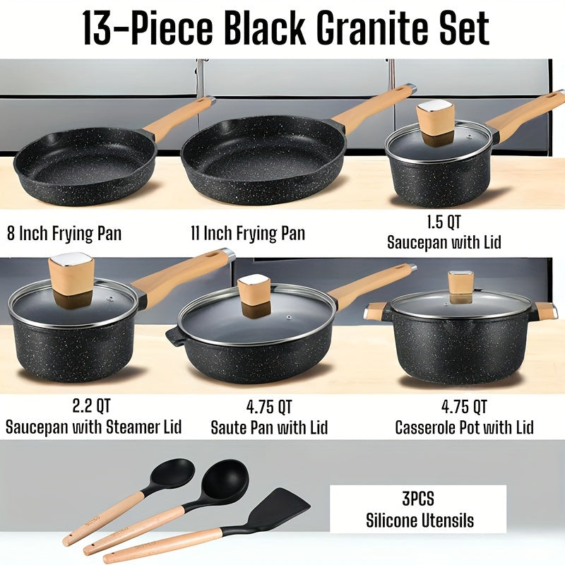 Idealforce Non-Stick Granite Cookware Set | 10/13/16-Piece Pots & Pans Collection
