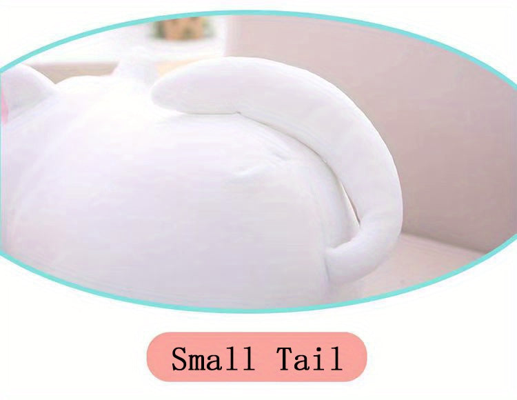 Mushroom Bear Cartoon Cat Plush Toy – Soft Stuffed Kitten (White & Black)