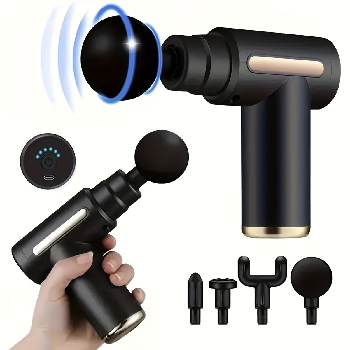 High Power Full Body Relaxation Massager – Rechargeable Deep Tissue Massage Gun (4 Heads)