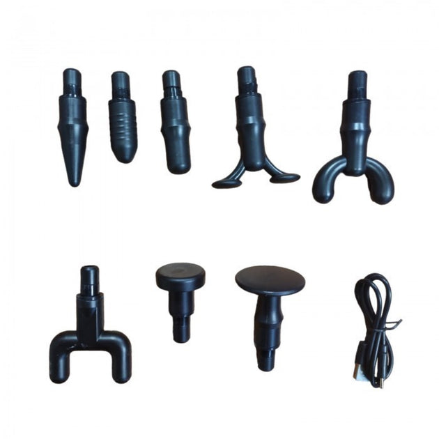 9-Level Rechargeable Massage Gun – Deep Tissue Muscle Relief | USB Charging | Interchangeable Heads