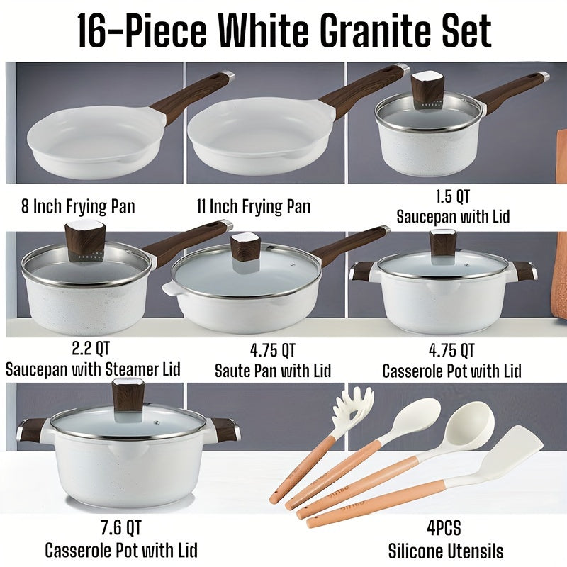 Idealforce Non-Stick Granite Cookware Set | 10/13/16-Piece Pots & Pans Collection