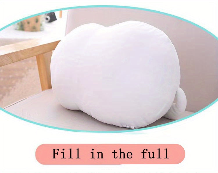 Mushroom Bear Cartoon Cat Plush Toy – Soft Stuffed Kitten (White & Black)