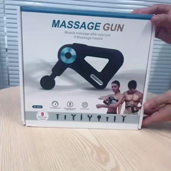 9-Level Rechargeable Massage Gun – Deep Tissue Muscle Relief | USB Charging | Interchangeable Heads
