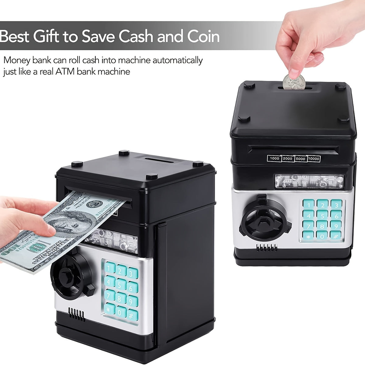 ATM Deposit Box for Kids – Coin Bank with Password & Automatic Money Slot