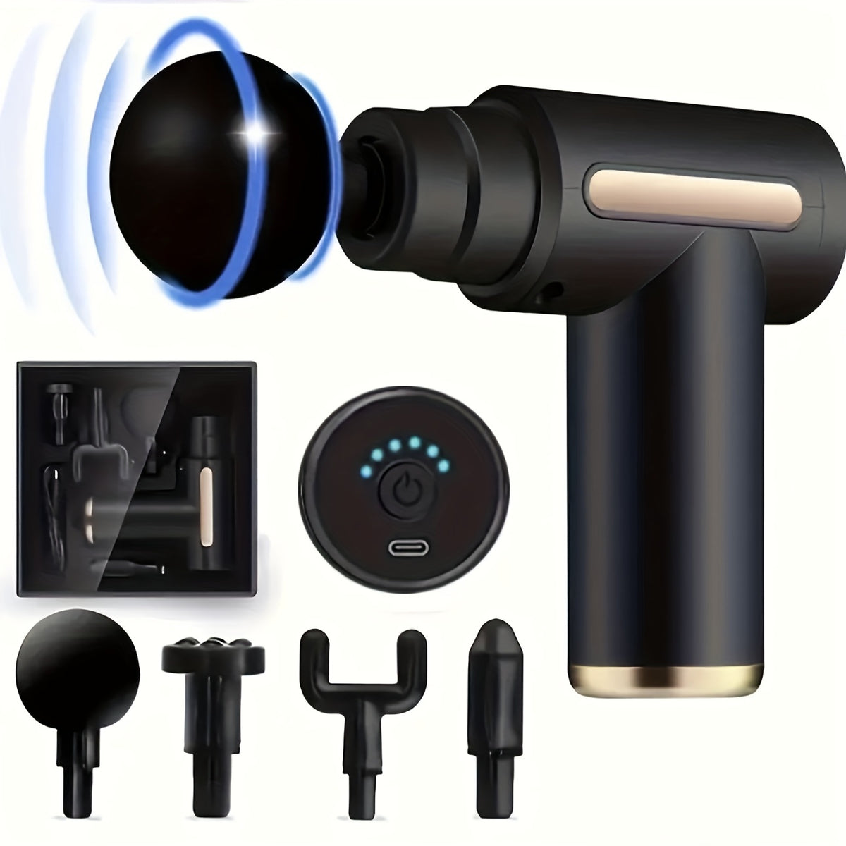 High Power Full Body Relaxation Massager – Rechargeable Deep Tissue Massage Gun (4 Heads)