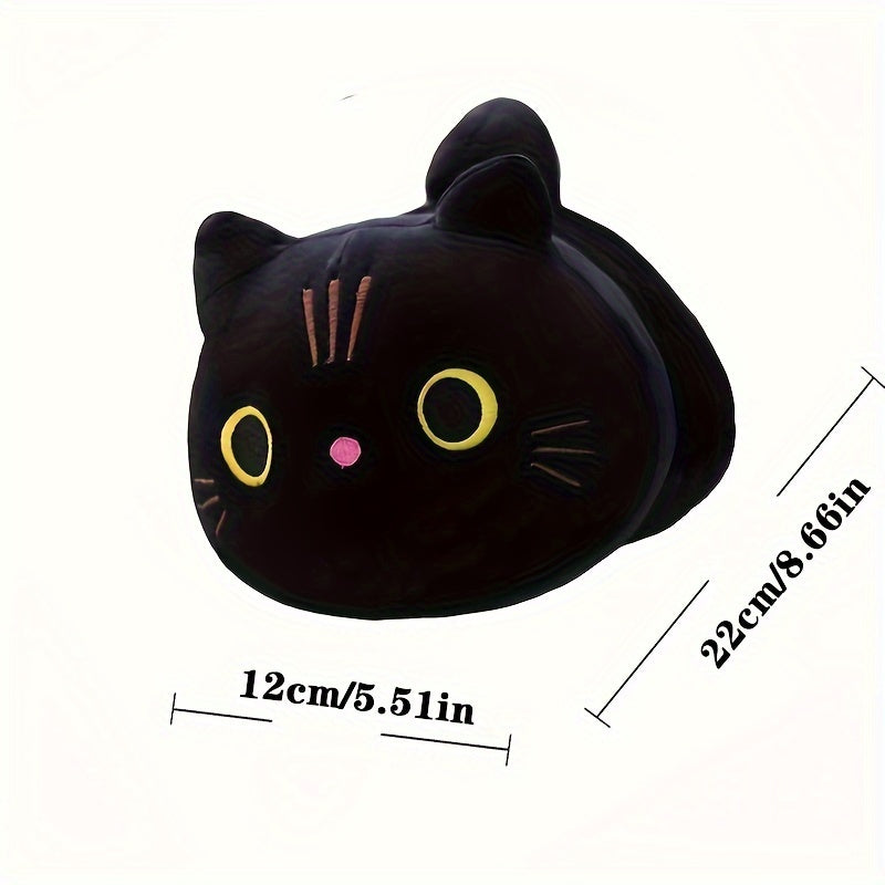 Mushroom Bear Cartoon Cat Plush Toy – Soft Stuffed Kitten (White & Black)