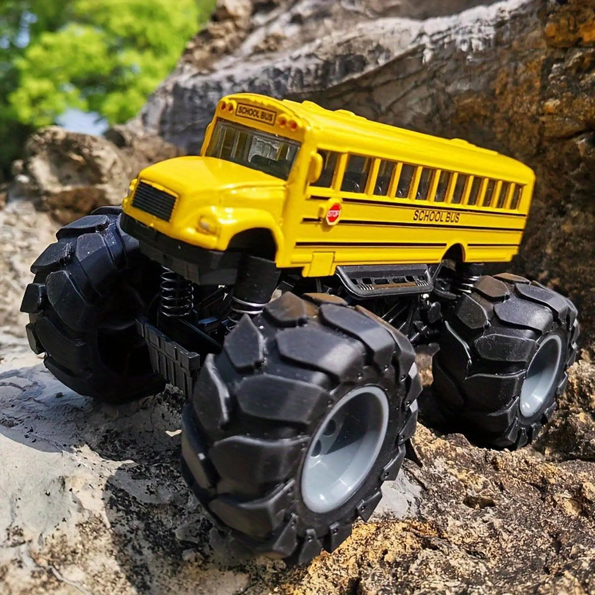 School Bus Monster Truck Toy – Creative Alloy Diecast Car by MagiDeal
