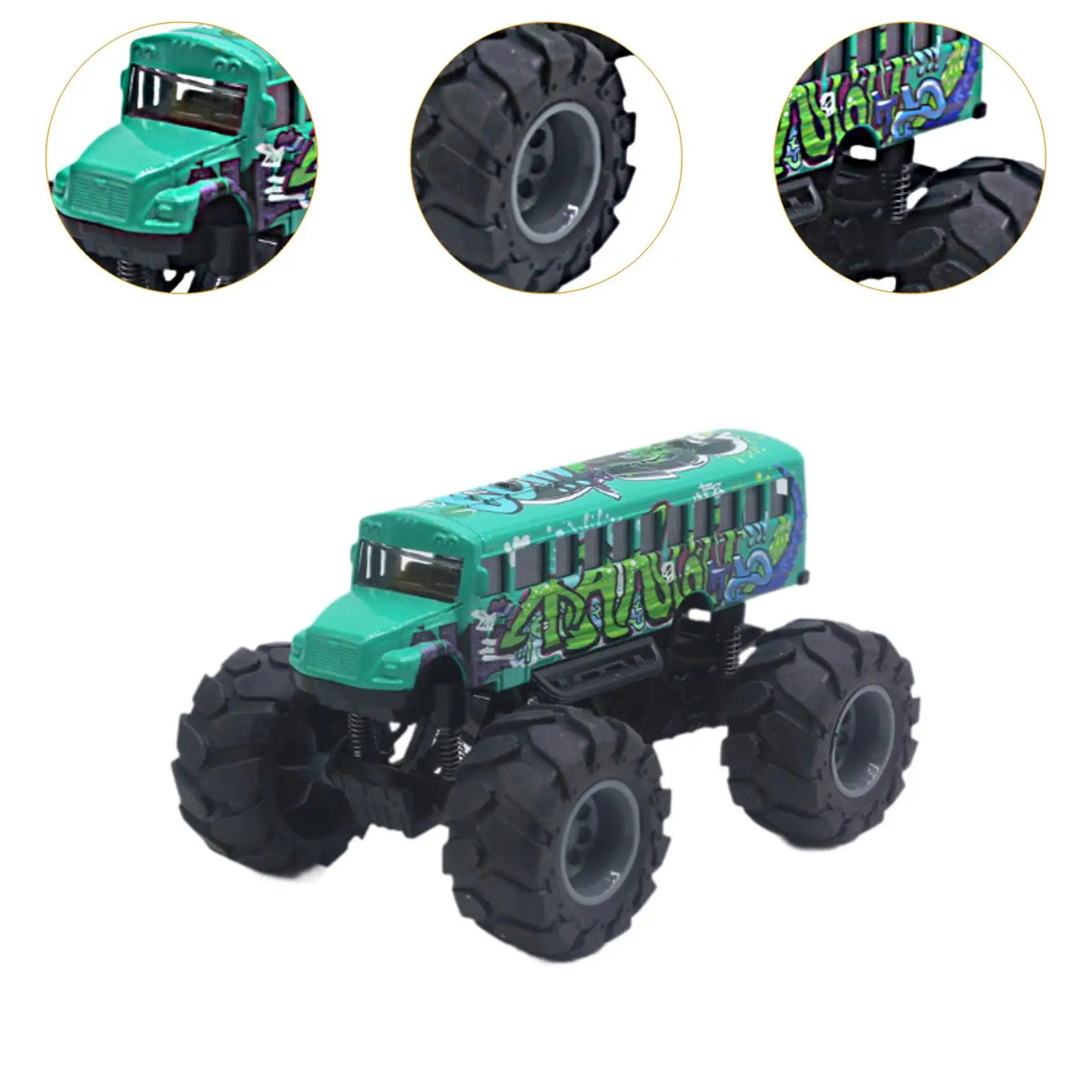 School Bus Monster Truck Toy – Creative Alloy Diecast Car by MagiDeal