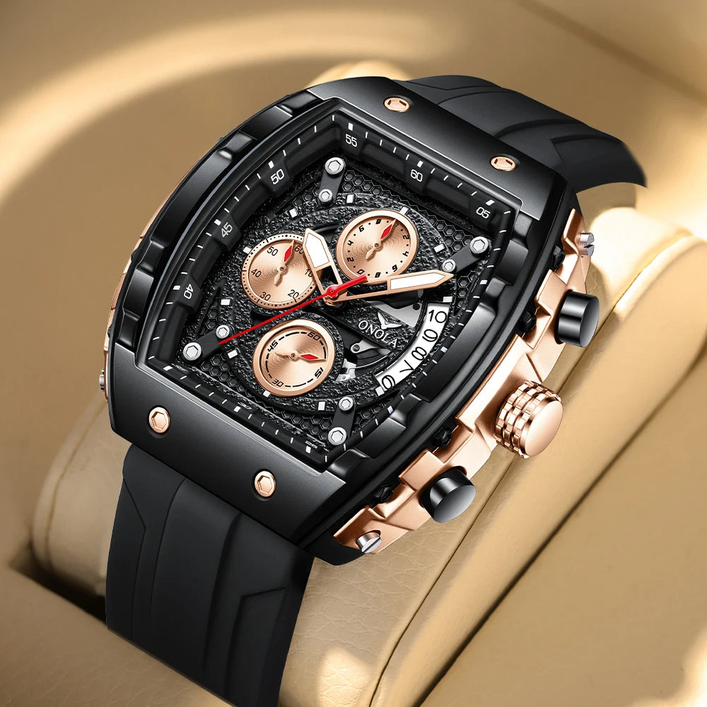 ONOLA Men’s Fashion Sports Watch – Luxury Quartz Chronograph with Night Light