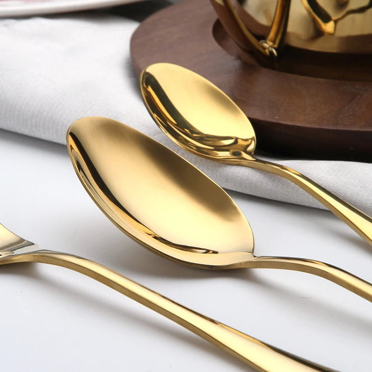 Luxury 24-Piece Stainless Steel Gold-Plated Flatware Set | Elegant Cutlery for Home, Hotel &amp; Restaurant