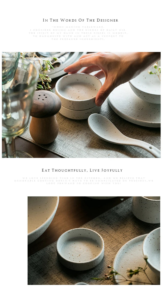 🍽️ KINGLANG Matte Ceramic Dinner Set – 1/2/4/6 Person Tableware | Plates, Bowls & Sauce Dishes | Minimalist Modern Design
