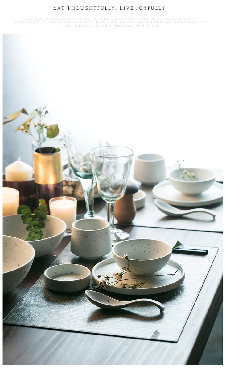 🍽️ KINGLANG Matte Ceramic Dinner Set – 1/2/4/6 Person Tableware | Plates, Bowls & Sauce Dishes | Minimalist Modern Design