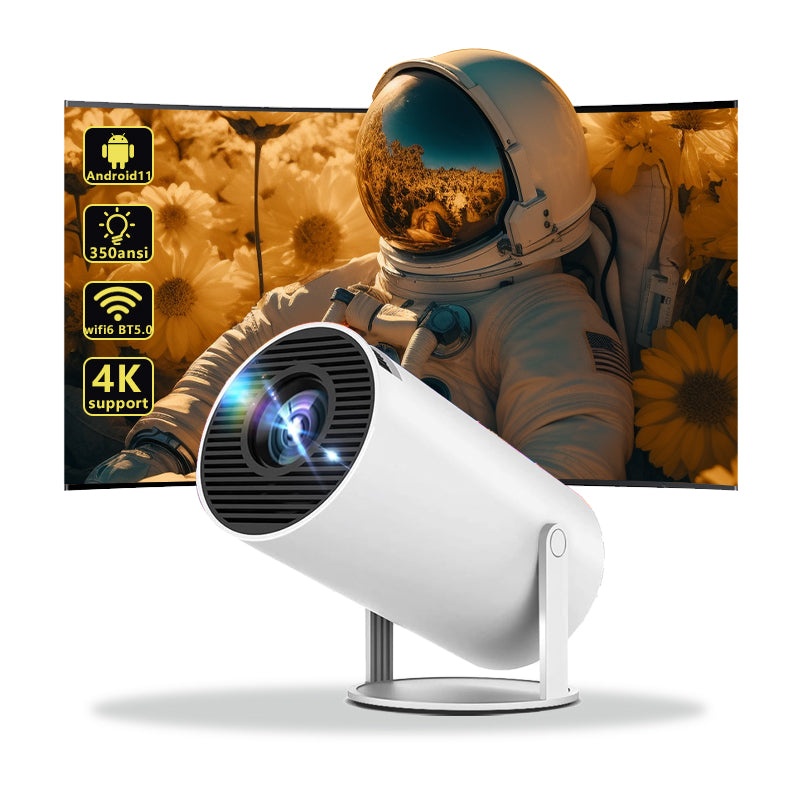 Hy300 Pro Mini Portable Video Projector Native Smart 4K LED Lamp DLP Lens Android 11 OS US Plug Option 1080p Projector