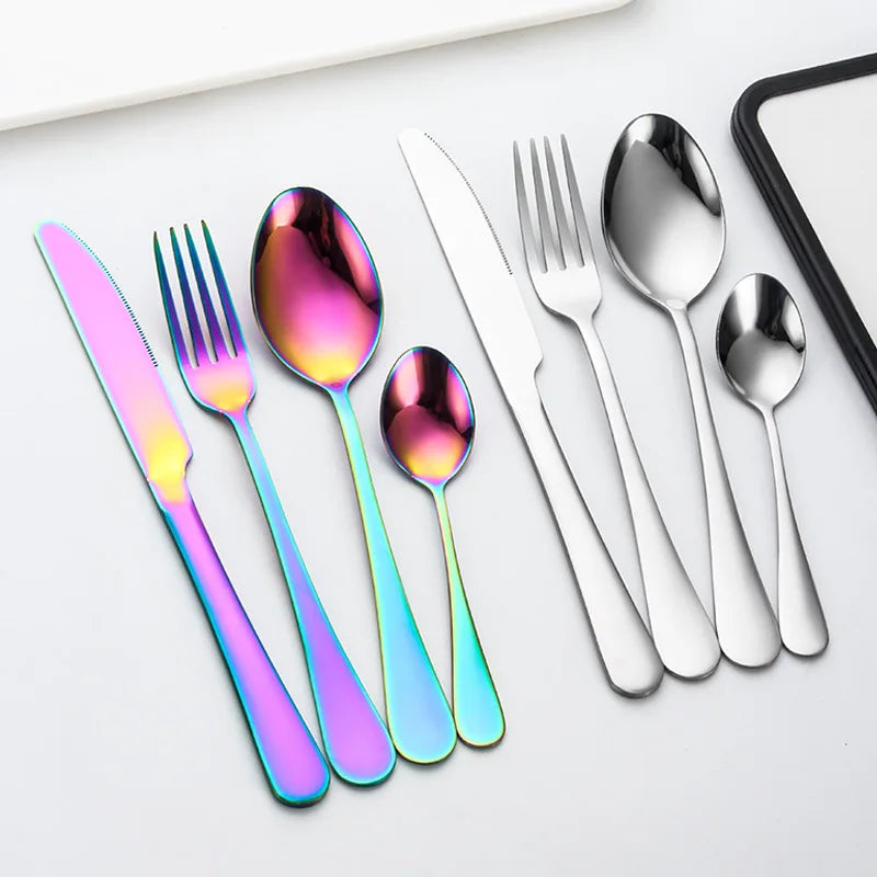 Luxury 24-Piece Stainless Steel Gold-Plated Flatware Set | Elegant Cutlery for Home, Hotel &amp; Restaurant