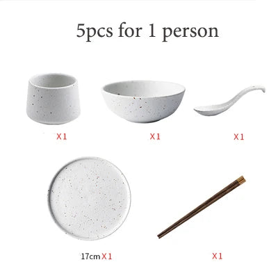🍽️ KINGLANG Matte Ceramic Dinner Set – 1/2/4/6 Person Tableware | Plates, Bowls & Sauce Dishes | Minimalist Modern Design