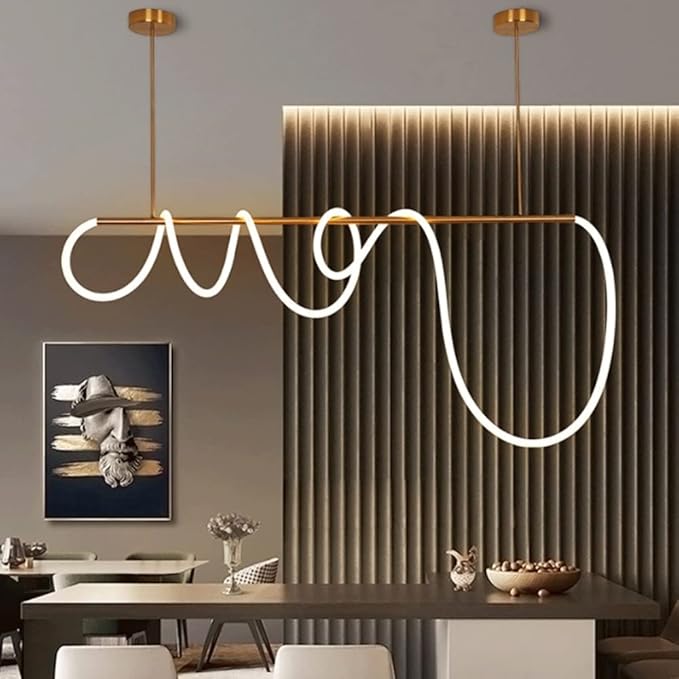 Nordic LED Long Hose Chandelier – Minimalist Pendant Light for Dining & Kitchen