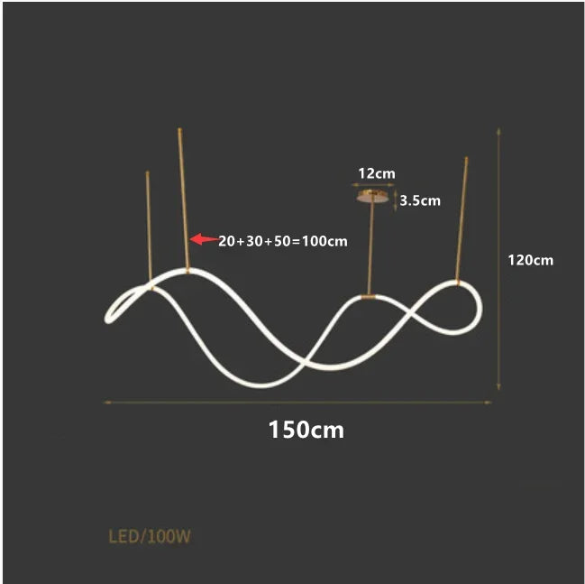 Nordic LED Long Hose Chandelier – Minimalist Pendant Light for Dining & Kitchen