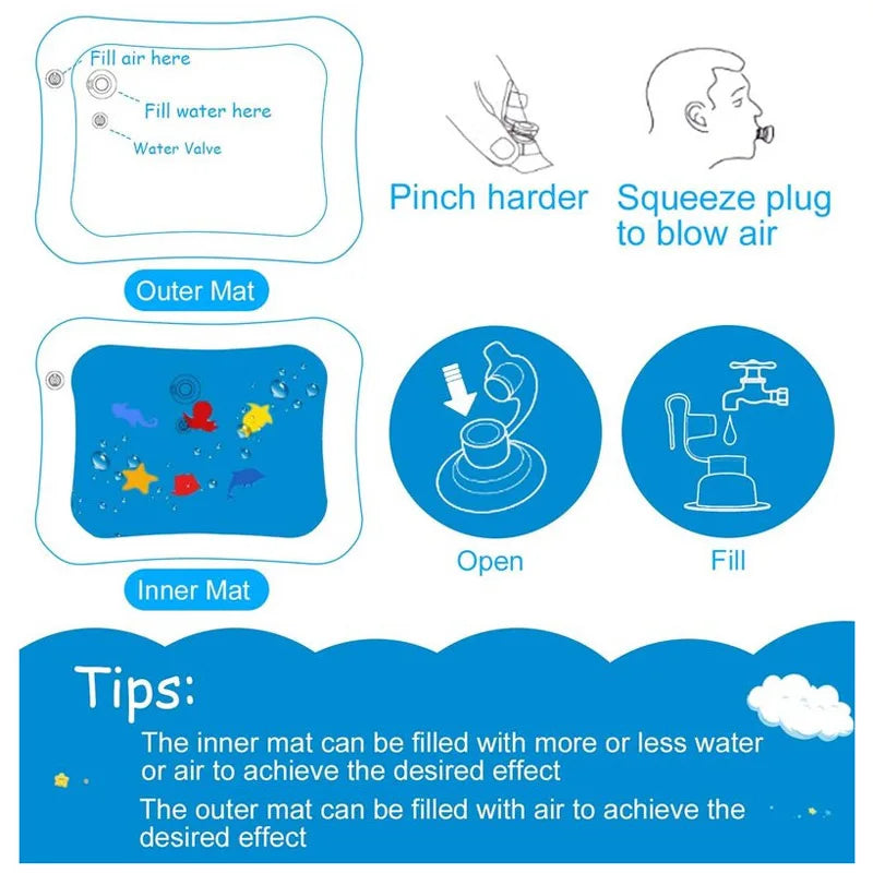 Baby Inflatable Water Play Mat | Tummy Time Activity Pad