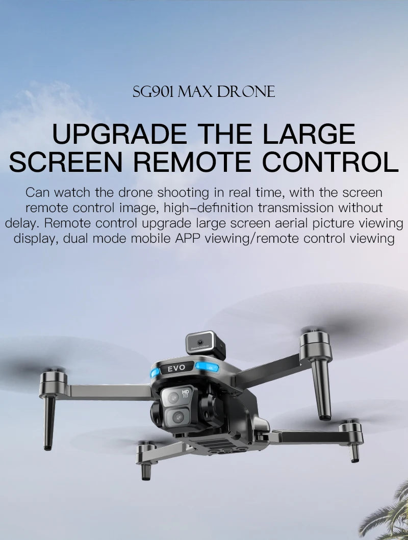 SG901 MAX GPS Drone with 8K Dual Camera & Obstacle Avoidance | Foldable Professional FPV Drone with Remote Screen
