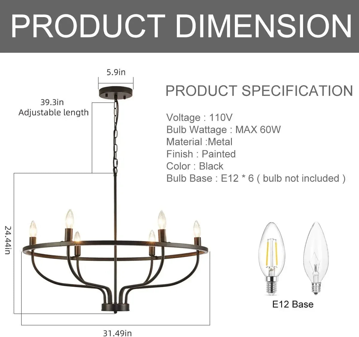 Modern Retro Iron LED Pendant Chandelier – Living & Dining Room Statement Light