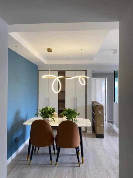 Nordic LED Long Hose Chandelier – Minimalist Pendant Light for Dining & Kitchen