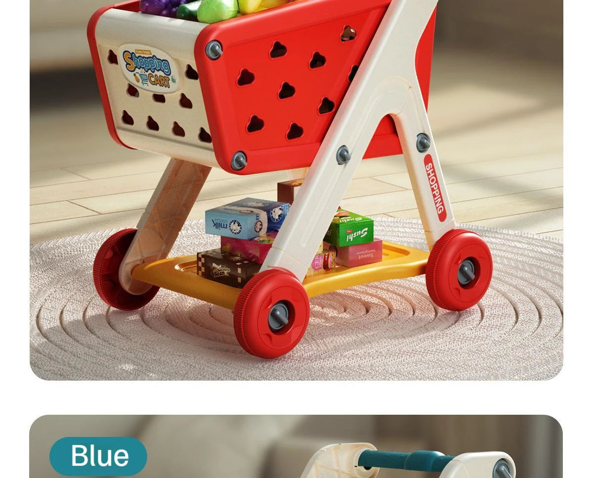 Kids Shopping Cart Toy | Musical Pretend Play Supermarket Trolley