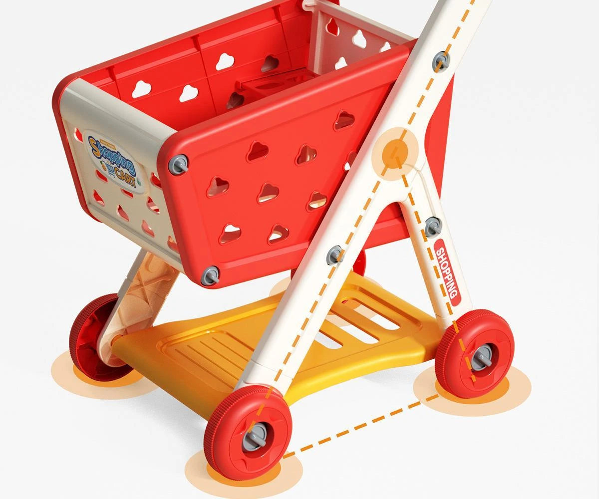 Kids Shopping Cart Toy | Musical Pretend Play Supermarket Trolley