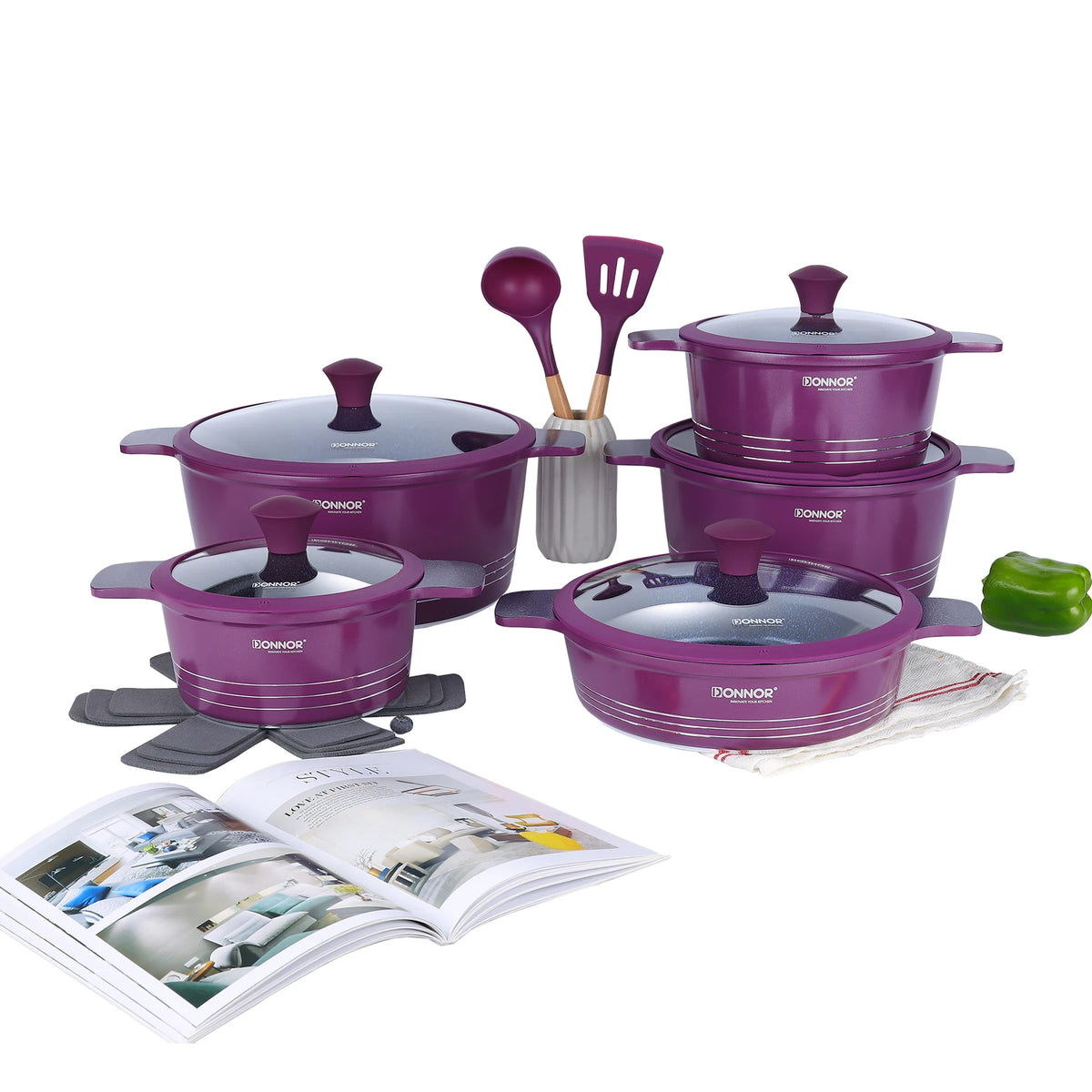 DONNOR Ceramic Cookware Set | Healthy Non-Stick & Induction Ready