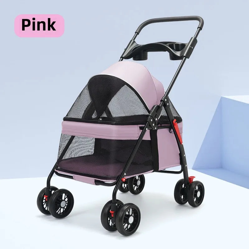 Foldable Pet Stroller for Dogs & Cats – Lightweight Travel Carrier for Small & Medium Pets