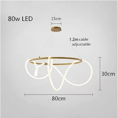 Nordic LED Long Hose Chandelier – Minimalist Pendant Light for Dining & Kitchen
