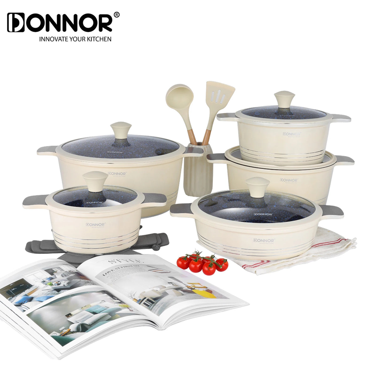 DONNOR Ceramic Cookware Set | Healthy Non-Stick & Induction Ready