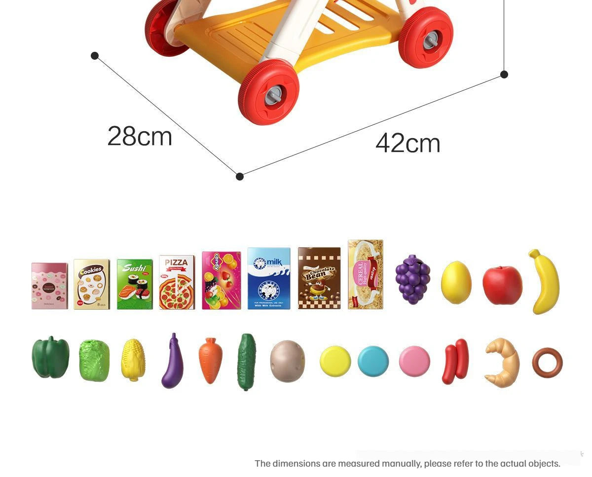 Kids Shopping Cart Toy | Musical Pretend Play Supermarket Trolley