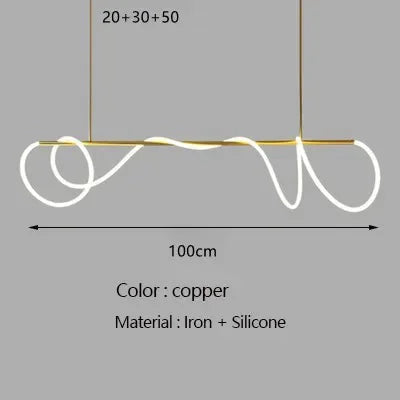 Nordic LED Long Hose Chandelier – Minimalist Pendant Light for Dining & Kitchen