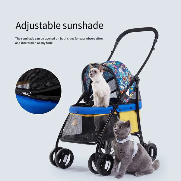 Dog Cart with Panoramic View – Lightweight Folding Pet Stroller | Large Space | Perfect for Outdoor Adventures