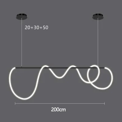 Nordic LED Long Hose Chandelier – Minimalist Pendant Light for Dining & Kitchen
