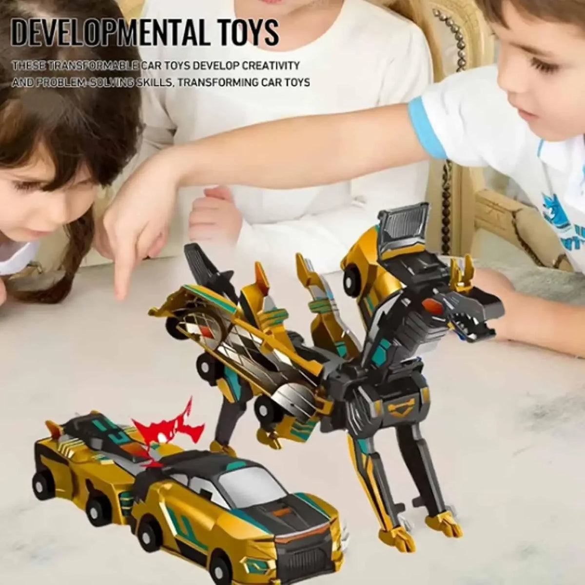 Collision Transforming Dinosaur Car Toy – Magnetic Dinosaur Transformer Car