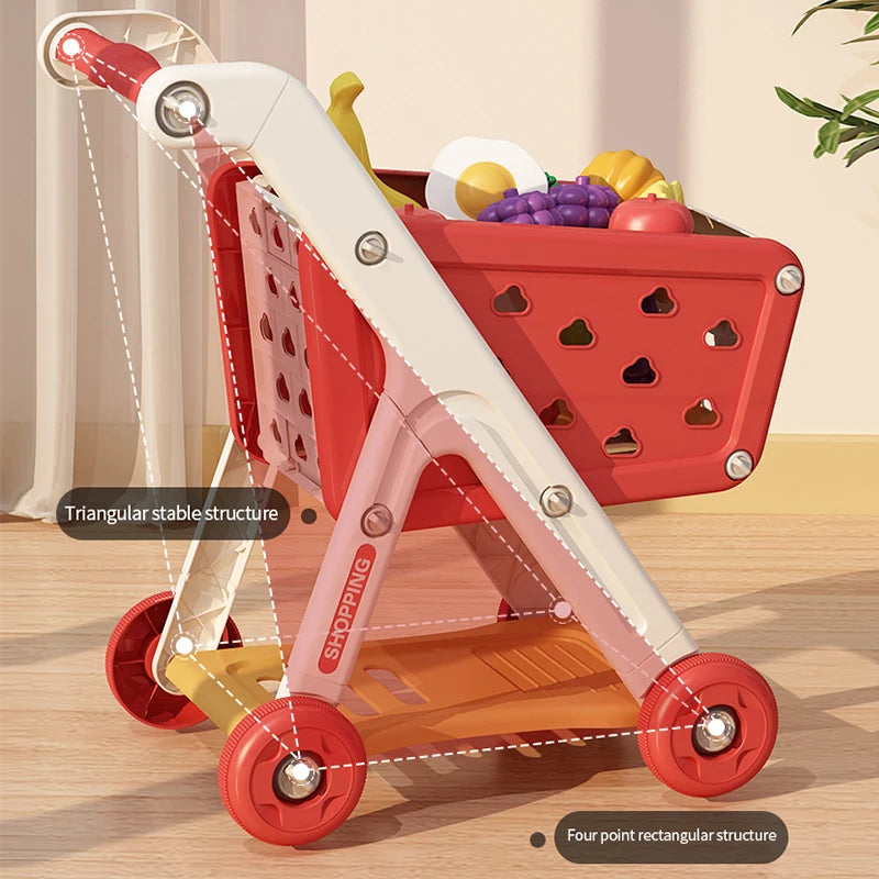 Kids Shopping Cart Toy | Musical Pretend Play Supermarket Trolley