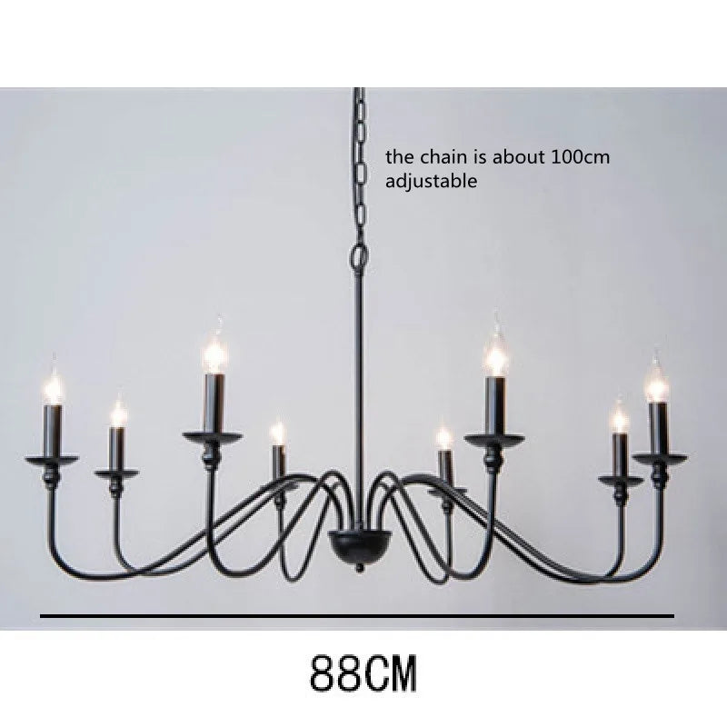Retro Loft Chandelier – Vintage American Style Ceiling Light (Black / Gold)