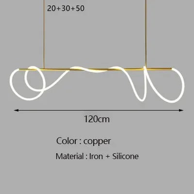 Nordic LED Long Hose Chandelier – Minimalist Pendant Light for Dining & Kitchen
