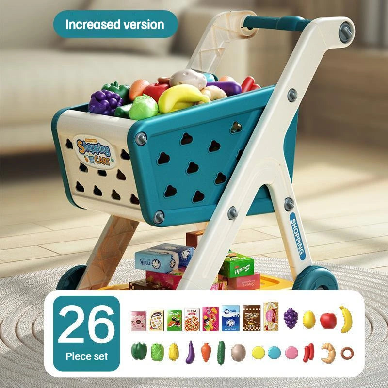 Kids Shopping Cart Toy | Musical Pretend Play Supermarket Trolley