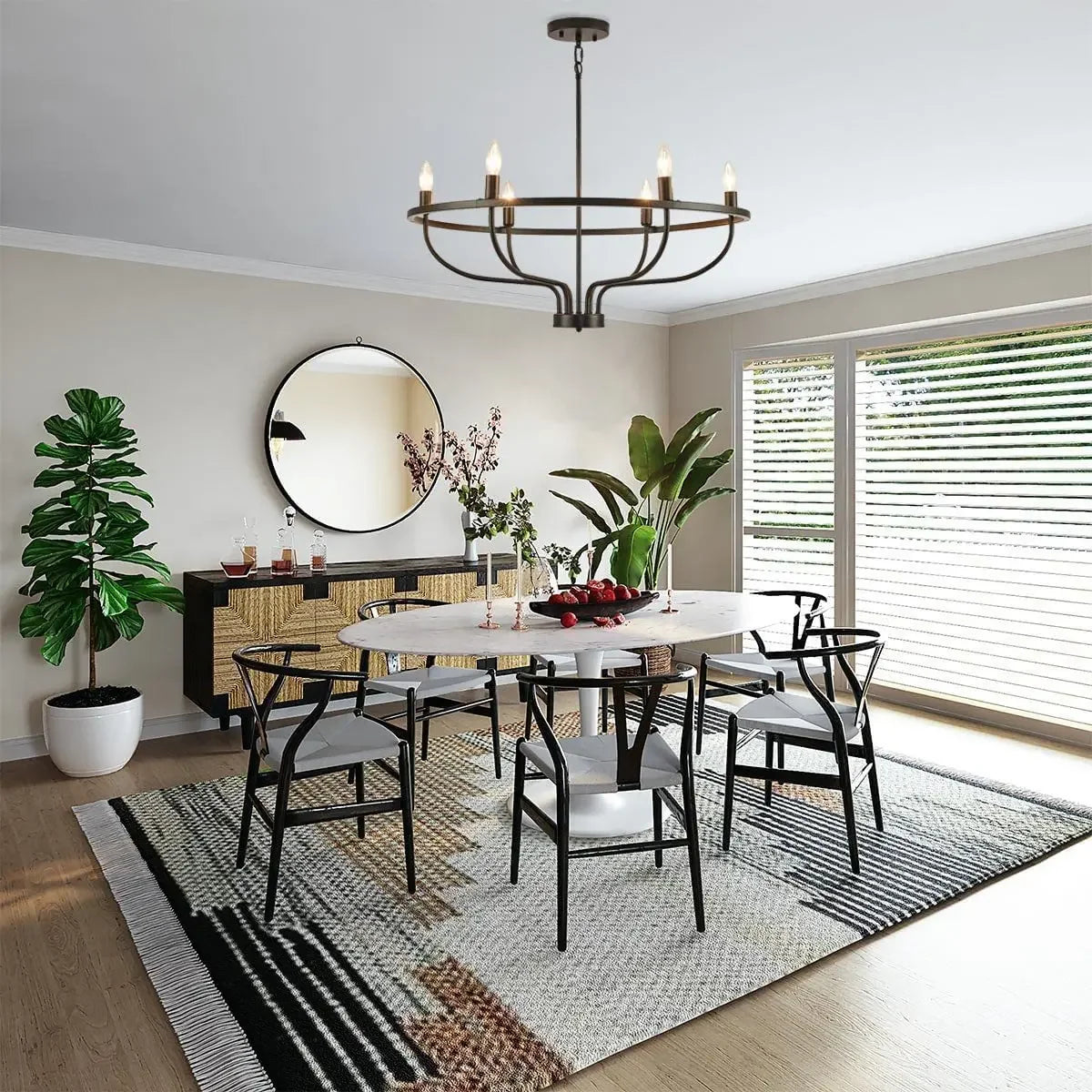 Modern Retro Iron LED Pendant Chandelier – Living & Dining Room Statement Light