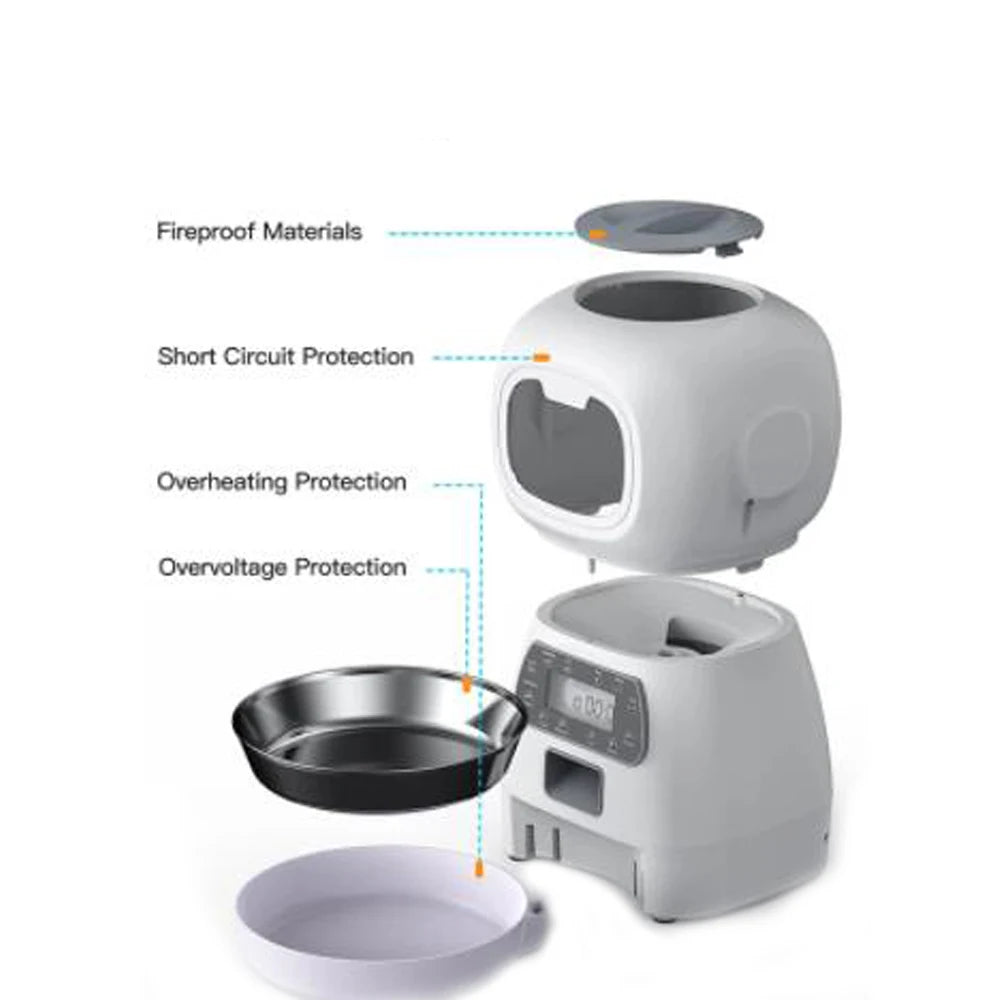 3.5L Automatic Pet Feeder with Timer & Stainless Steel Bowl | Smart Food Dispenser for Cats & Dogs