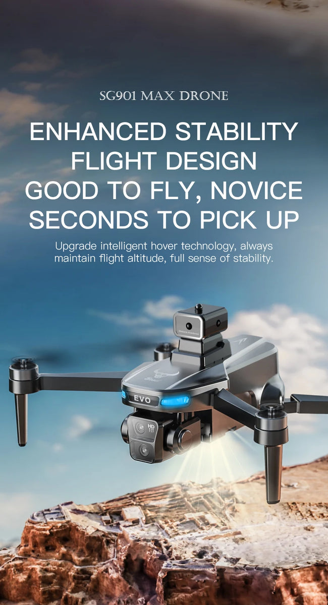 SG901 MAX GPS Drone with 8K Dual Camera & Obstacle Avoidance | Foldable Professional FPV Drone with Remote Screen