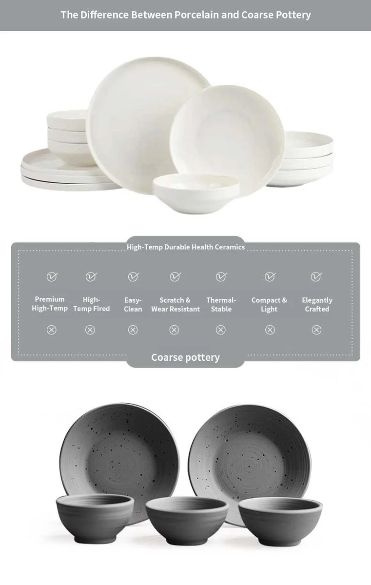 🍽️ 12-Piece Luxury Bone China Dinner Set | High-Quality Ceramic Plates & Bowls – Elegant Tableware for Home
