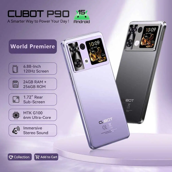 Cubot P90 Android 15 Smartphone – 6.88" 120Hz Display | 24GB RAM + 256GB ROM | Octa-Core G100 | 64MP Camera | 5100mAh | NFC | 4G