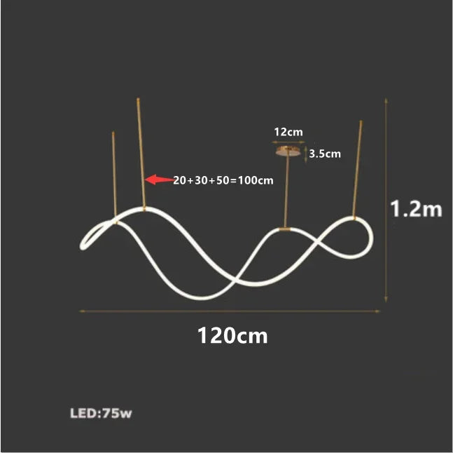Nordic LED Long Hose Chandelier – Minimalist Pendant Light for Dining & Kitchen